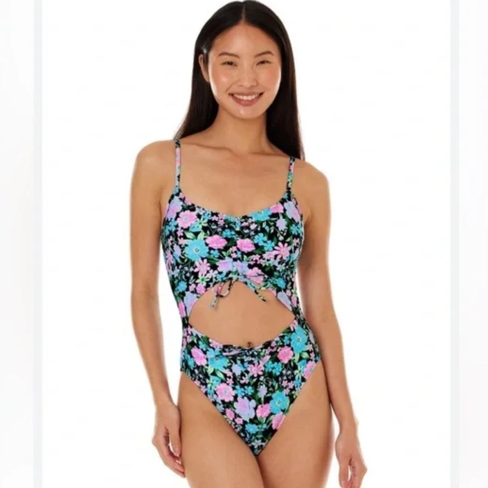 Celebrity Pink Swim Garden Floral Cutout HL Monokini One Piece Swimsuit size M